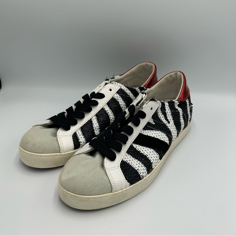 D.A.T.E. Woven Zebra Pattern Shoes Sneakers Size 9.5 Women’s Black White Red